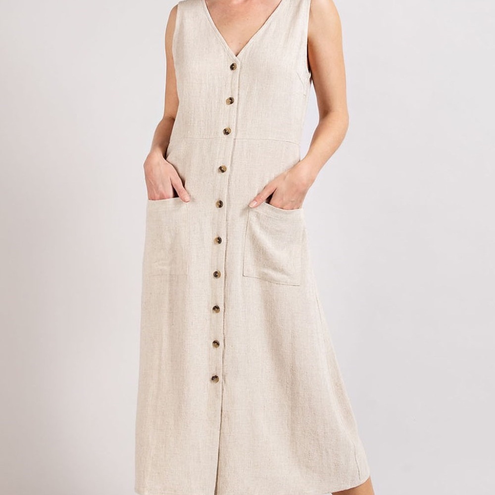 V-Neck button down midi dress